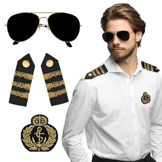 Pilot set ( party glasögon,bricka och axel vaddar)