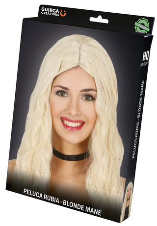 lång Blond peruk i box