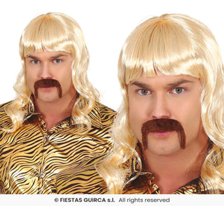 Herrperuk lång med mustasch