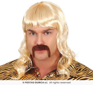 Herrperuk lång med mustasch