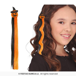 Hårslinga, orange och svart, 40 cm