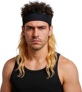 Blond peruk med svart band (Vuxenstorlek)