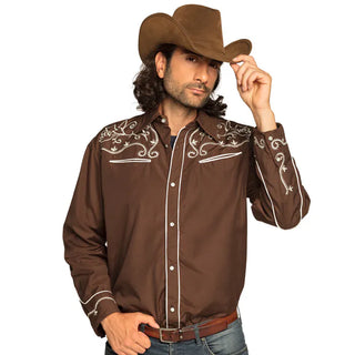 Skjorta Western, brun (XL)