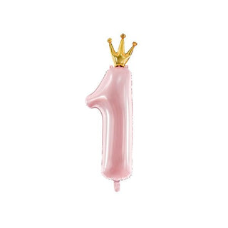 Number balloon #1 with Crown Light pink