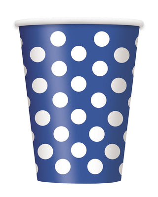 blue polka paper cups