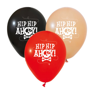 Latexballonger Pirat HIP HIP AHOY, 30cm, 6-pack