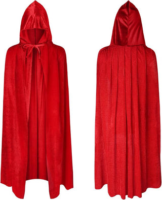 Rött Cape Med Luva mantel sammet
