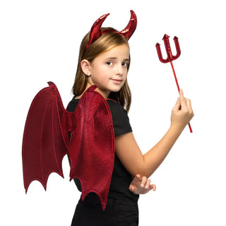 Set Djävul Azara (horn, vingar och treudd) 40 cm