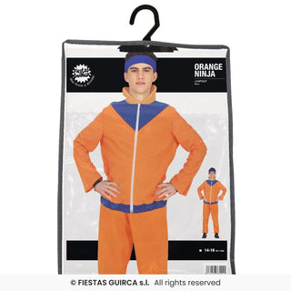 Orange ninja maskeraddräkt – tonåring, 14–16 år (171 cm)