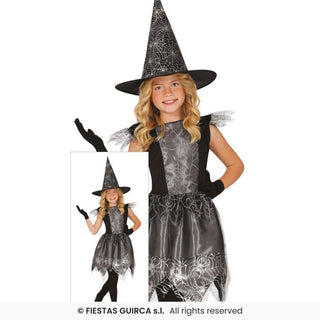 Spindelnätshäxa maskeraddräkt – barn, 7–9 år (137 cm)