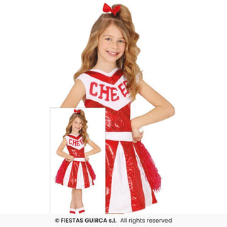 Röd paljettcheerleader maskeraddräkt – barn, 10–12 år (151 cm)
