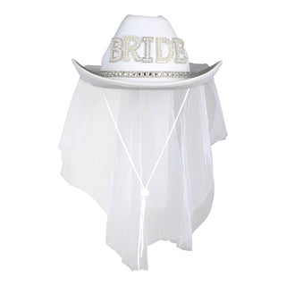 Cowboyhatt BRIDE med Slöja