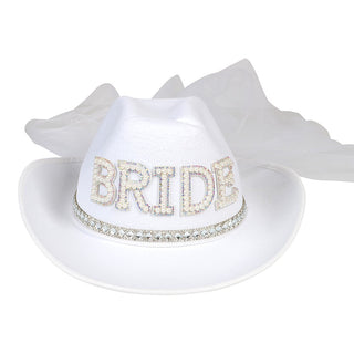 Cowboyhatt BRIDE med Slöja