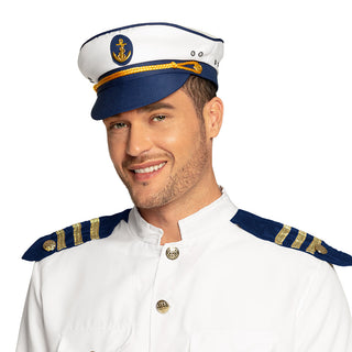 kaptens hatt vit/blå 57- 61cm