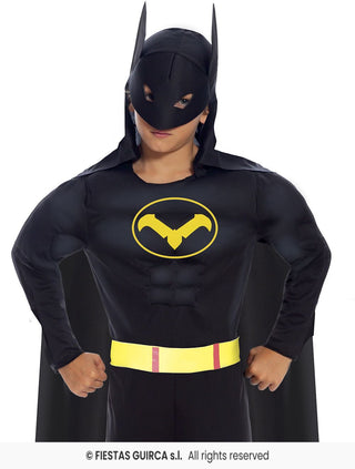 Svart hjälte maskeraddräkt – barn, 5-6 år (123 cm)