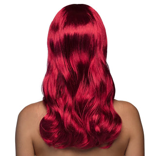 Long wig ruby ​​red