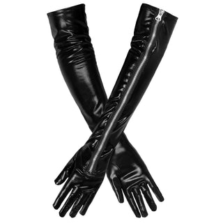 Long Gloves Black with Chain