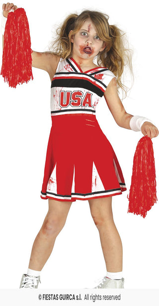 Zombie-cheerleader maskeraddräkt – barn, 7-9 år (137 cm)