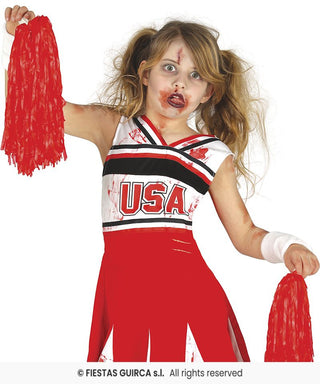 Zombie-cheerleader maskeraddräkt – barn, 7-9 år (137 cm)