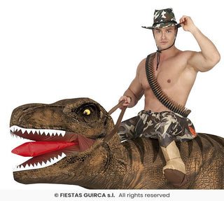 Uppblåsbar dräkt, ridande dinosaurie