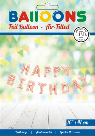 Folieballong Text 16" "Happy Birthday" Rosé Guld