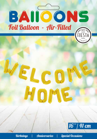 welcome home balloon garland gold