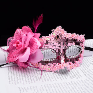 Venetiansk Mask med Paljetter och Blomma