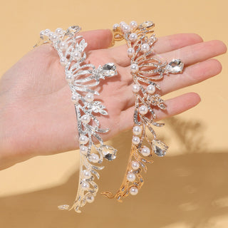 Kunglig Tiara med Kristaller & Pärlor