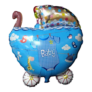 Foil balloon baby carriage blue