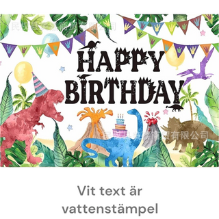 Dinosaurier happy birthday  bakgrund drop 100x150cm