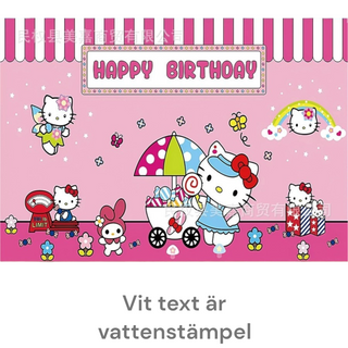 Hello Kitty happy birthday bakgrund drop 100x150cm