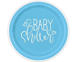 Papperstallrikar Babyshower Ljusblå 8-pack 21,9cm