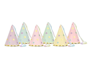 Partyhattar Stjärnor Pastell Mix 14,5cm