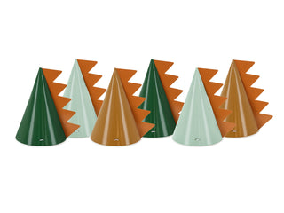 Partyhattar Dinosaurier, 14cm, mix 6pack