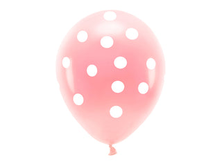 Latex balloons Dotted White &amp; Light Pink 30cm, 6-pack