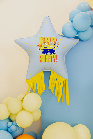 Folieballong Stjärna med tofsar Minions, 72x72 cm, mix