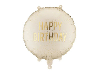 Happy Birthday Beige Heliumballong 45cm