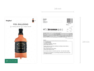 Folieballong Whisky, 34x86 cm, orange och svart