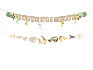 Happy Birthday Safari Banner & Girlang – 180 cm | Perfekt dekoration till barnkalas