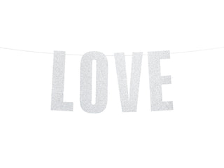 Banderoll Love, silver, 21x55 cm