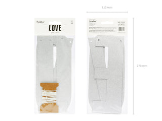 Banderoll Love, silver, 21x55 cm