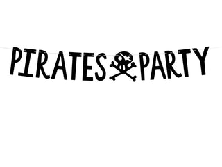 Banderoll Pirates Party, svart, 14x100 cm