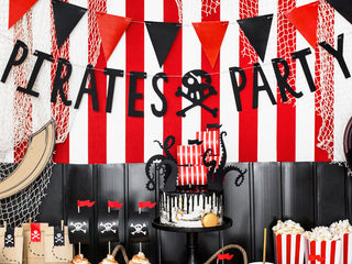 Banderoll Pirates Party, svart, 14x100 cm