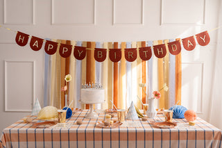 Banderoll Happy Birthday i Filt – Rosa & Guld (3 m)