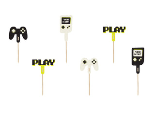 Cupcake toppers Gamer, 6–10,5 cm, 6-pack