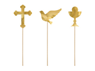 Eleganta Cake Toppers Första Kommunion – Guld (DIY, 6-pack)