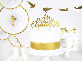 Eleganta Cake Toppers Första Kommunion – Guld (DIY, 6-pack)