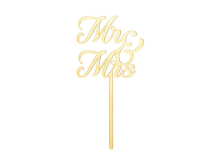 MR & MRS Cake Topper i Akryl Guld – 16,5 cm