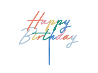 Happy Birthday Tårtdekoration Akryl – Matt Mix (18x16,5 cm)