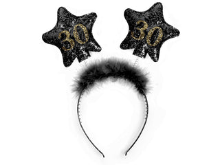 Diadem med stjärnor och päls – Svart, 30 cm